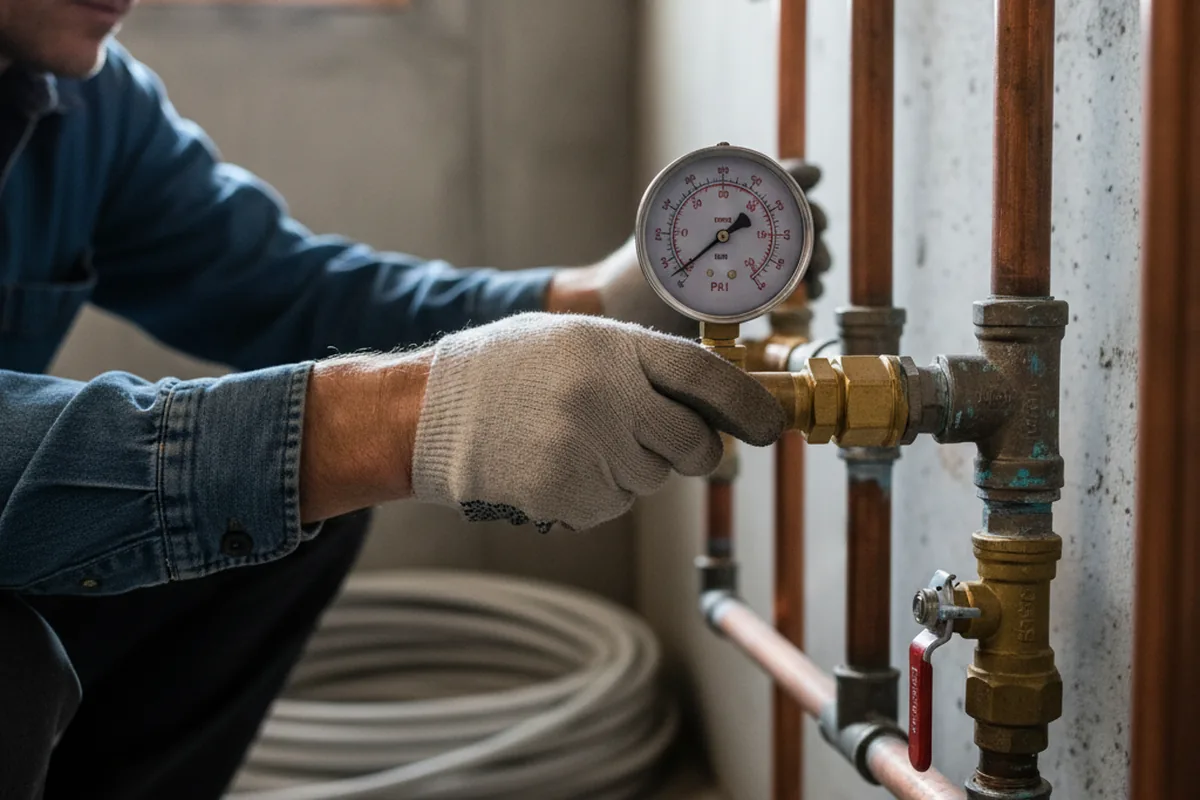 Pressure testing a repaired line during Water Line Repair in Greenbrae